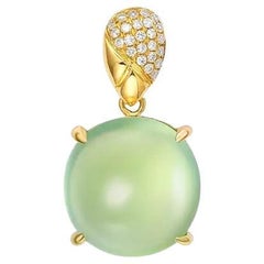Fei Liu Colgante de Oro Amarillo de 18 Quilates con Diamantes y Prehnita de 6,433 ct