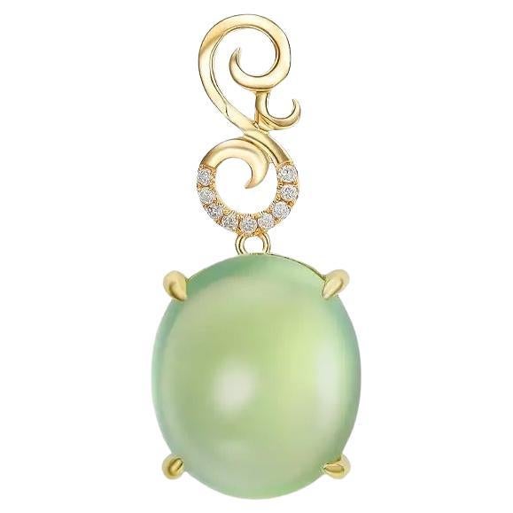 Fei Liu Colgante de Oro Amarillo de 18 Quilates con Diamantes y Prehnita de 7,317 ct en venta