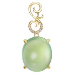 Fei Liu Colgante de Oro Amarillo de 18 Quilates con Diamantes y Prehnita de 7,317 ct