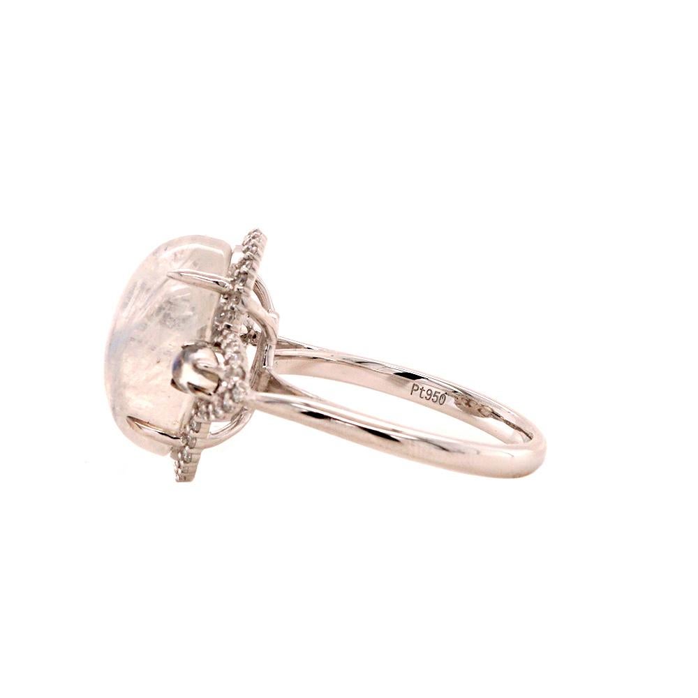 Contemporain Fei Liu Bague trilogie en platine avec pierre de lune et diamant de 7,88ct en vente