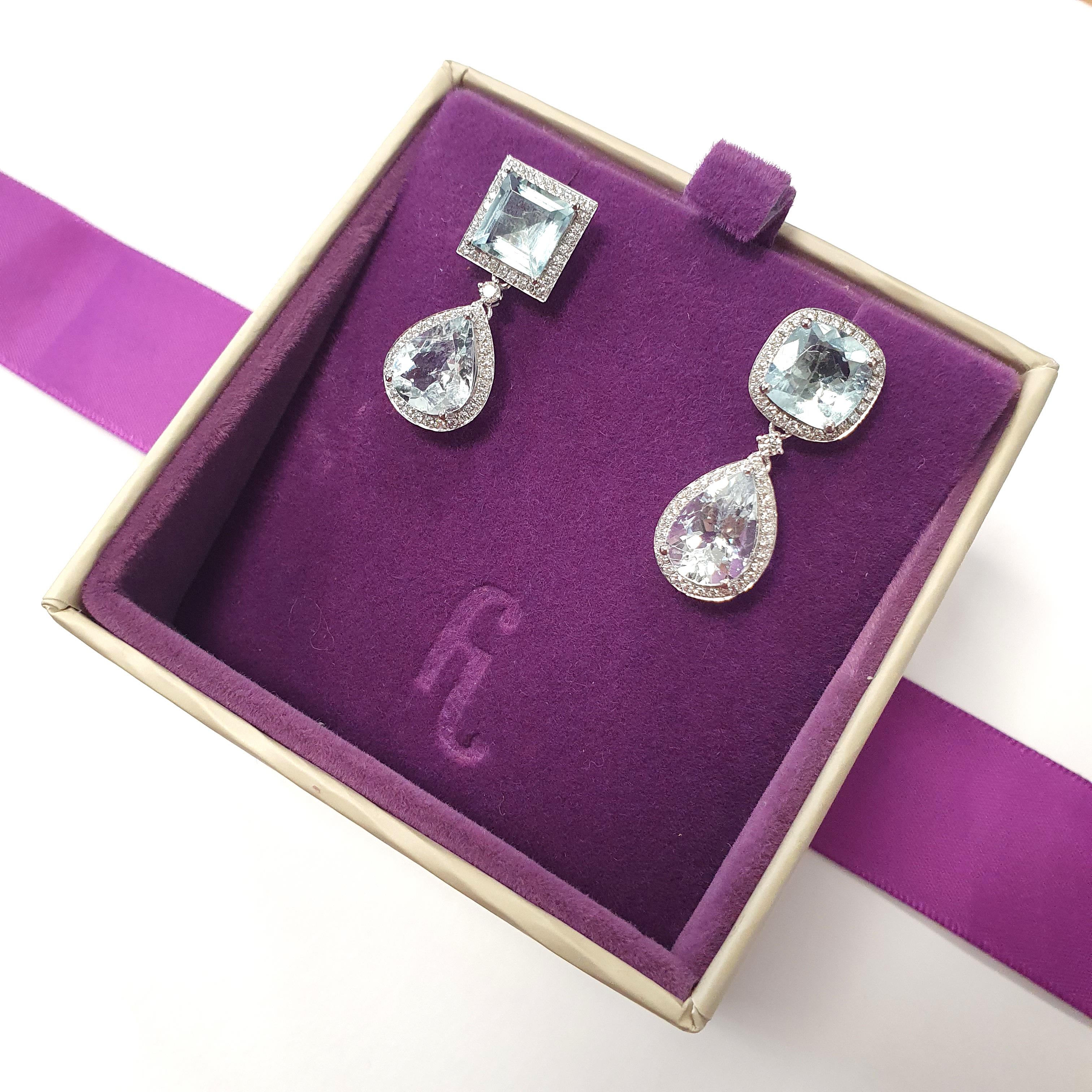 Women's or Men's Fei Liu 8.12ct Aquamarine and Diamond Platinum Drop Earrings For Sale