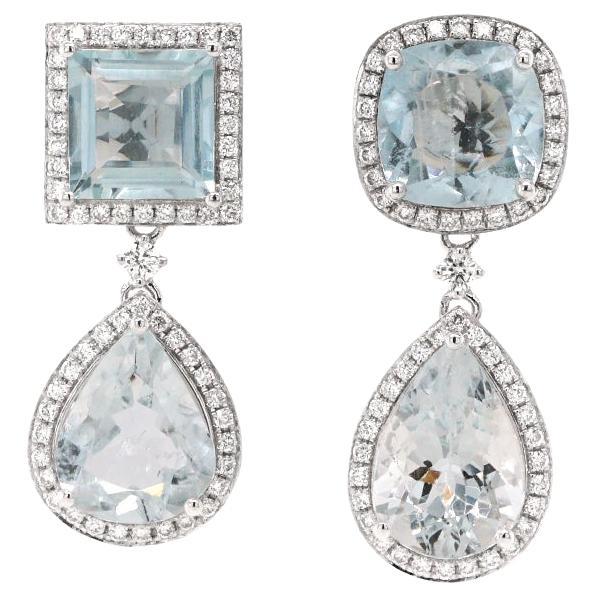 Fei Liu 8.12ct Aquamarine and Diamond Platinum Drop Earrings