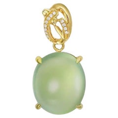 Fei Liu Colgante de Oro Amarillo de 18 Quilates con Diamantes y Prehnita de 8,308 ct