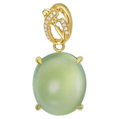 Pendentif en or jaune 18 carats Fei Liu 8.308ct Prehnite et Diamond Bail