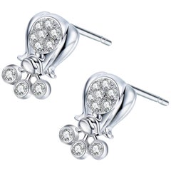 Fei Liu Diamond 9 Karat White Gold Stud Earrings