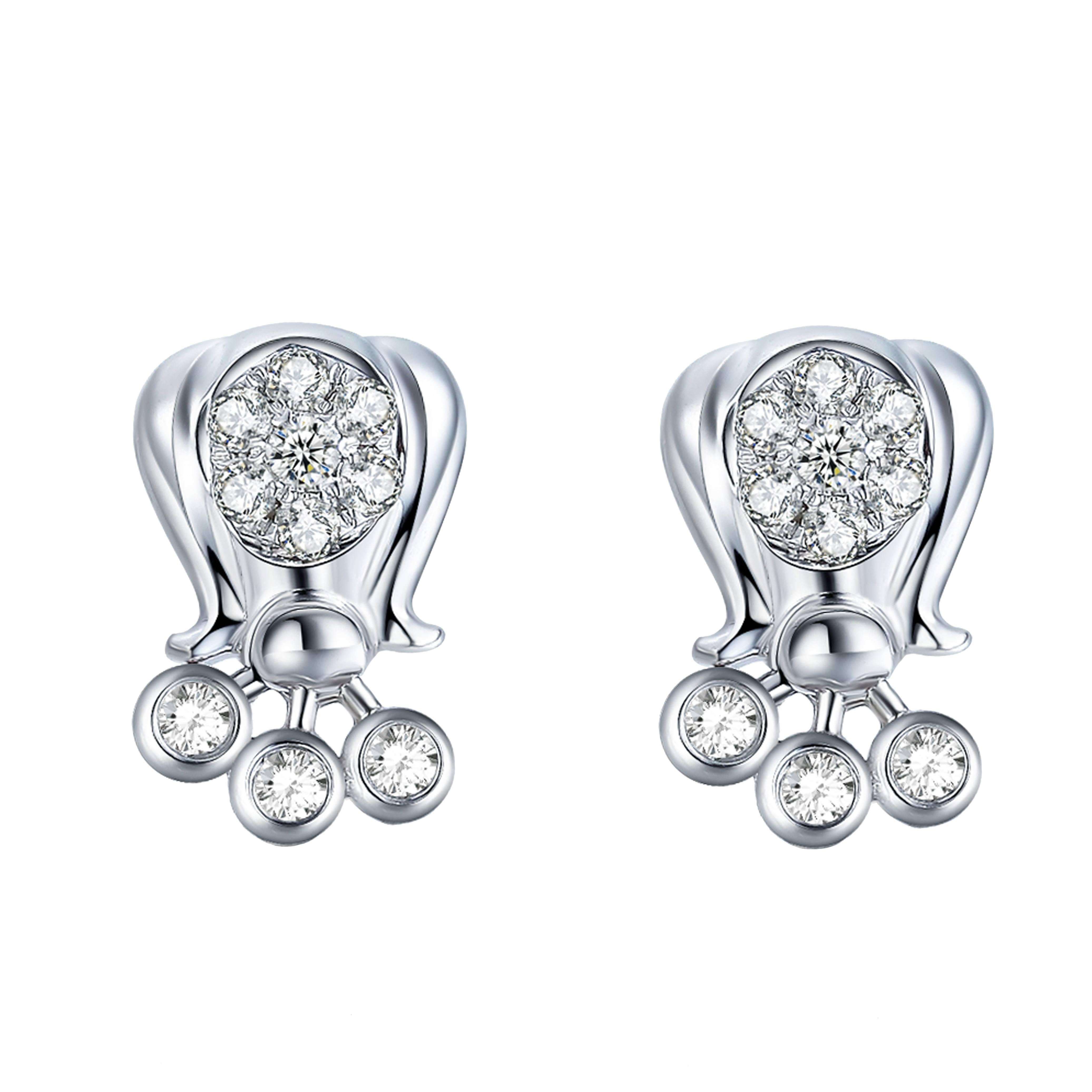 Fei Liu Diamond 9 Karat White Gold Stud Earrings