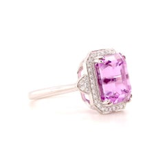 Platinring mit 9,44 Karat Kunzit und Diamant Fei Liu