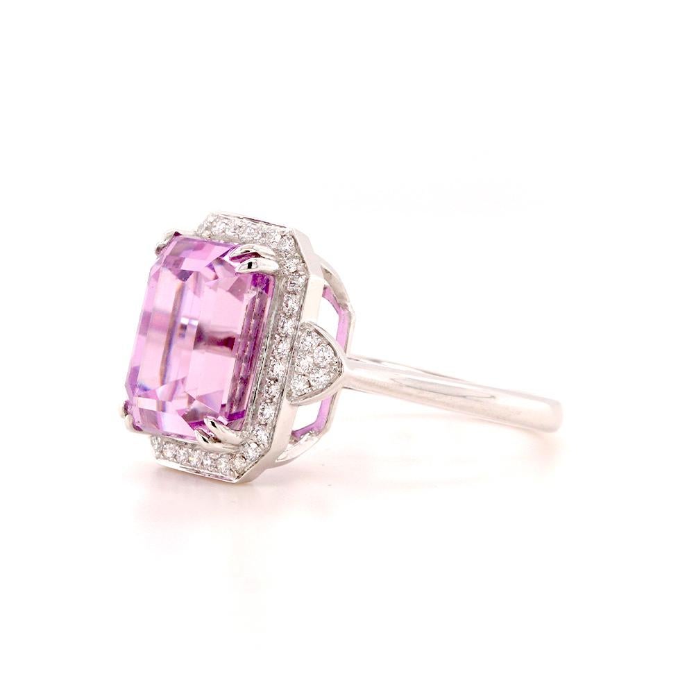Contemporary Fei Liu 9.44ct Kunzite and Diamond Platinum Ring