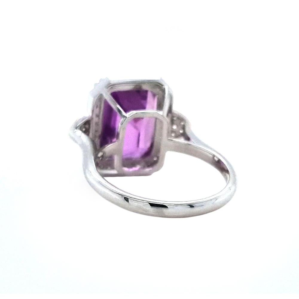 Emerald Cut Fei Liu 9.44ct Kunzite and Diamond Platinum Ring