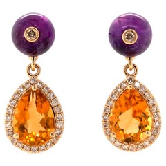 Orecchini Fei Liu con ametista, diamante e citrino in oro 14 carati