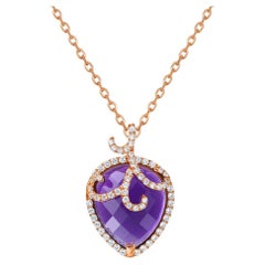Fei Liu Amethyst Gem-Set Rose Gold Plated Sterling Silver Pendant Necklace