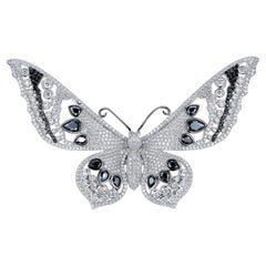 Fei Liu Black White Cubic Zirconia Sterling Silver Butterfly Brooch
