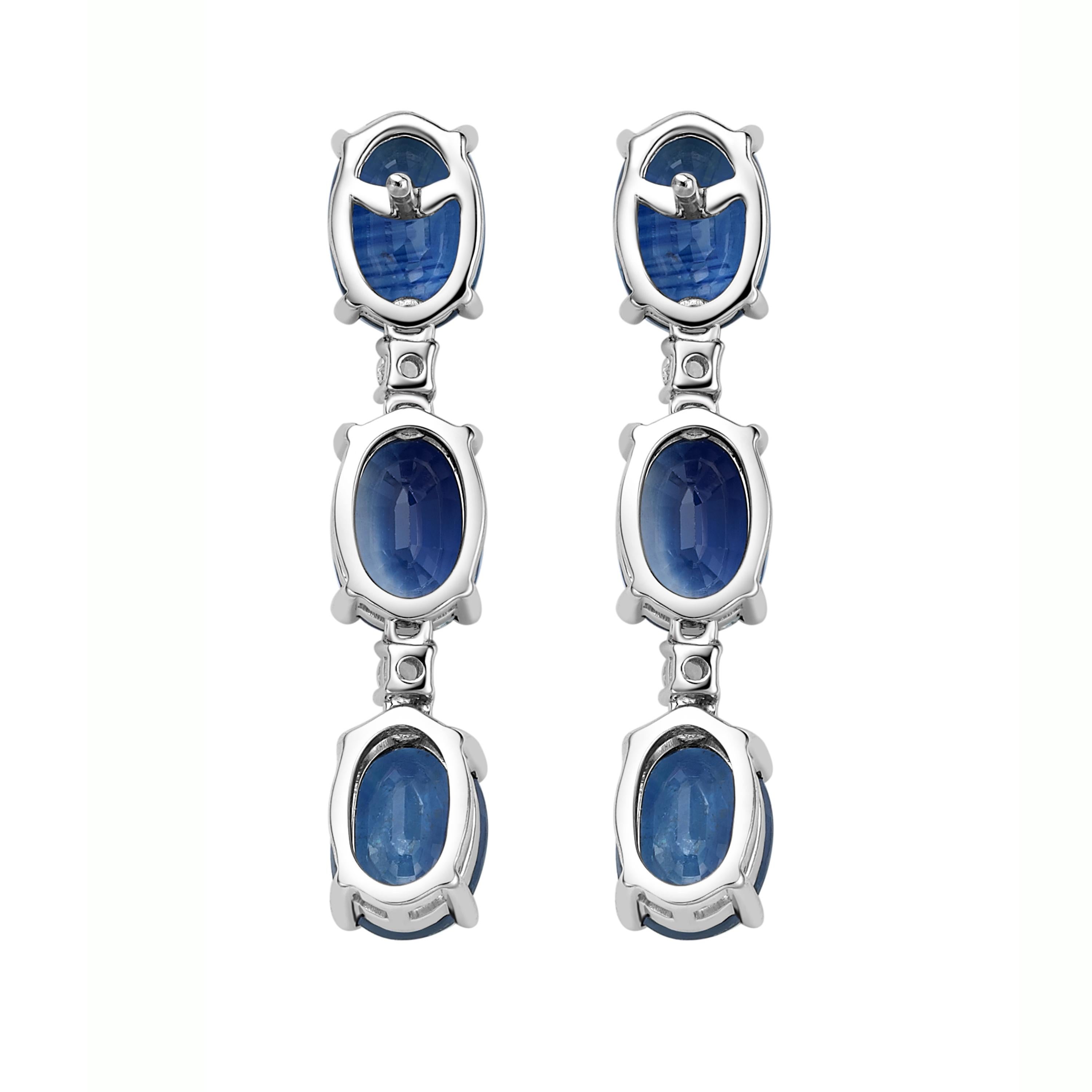 Contemporary Fei Liu Blue Sapphire Diamond White Gold Drop Earrings