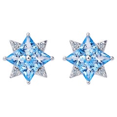 Orecchini con perno in argento 925 con topazio blu e zirconi di Fei Liu