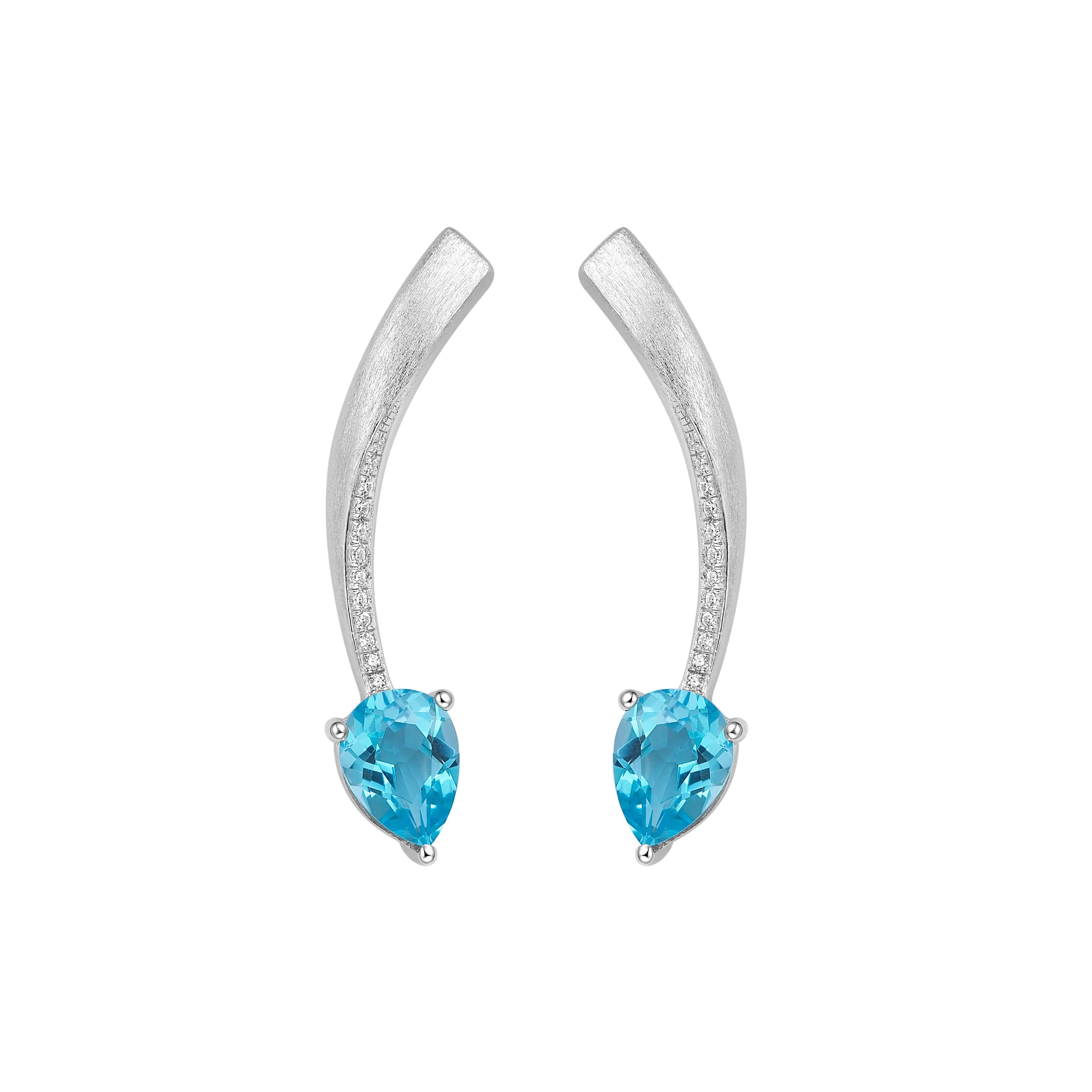 Contemporary Fei Liu Blue Topaz Cubic Zirconia Sterling Silver Two-Piece Drop Earrings