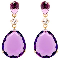 Fei Liu Briolette Amethsyt, Diamond and Pear Amethyst 18K Yellow Gold Earrings Fei Liu Briolette Amethsyt, Diamond and Pear Amethyst 18K Yellow Gold Earrings