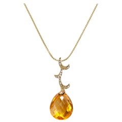 Fei Liu Briolette Citrine Diamond 18 Karat Yellow Gold Pendant Necklace