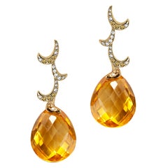 Fei Liu Briolette Citrine Diamond 18 Karat Yellow Gold Drop Earrings Fei Liu Briolette Citrine Diamond 18 Karat Yellow Gold Drop Earrings