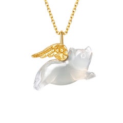 Fei Liu Chalcedony Pig Sterling Silver Gold Plated Necklace Bracelet