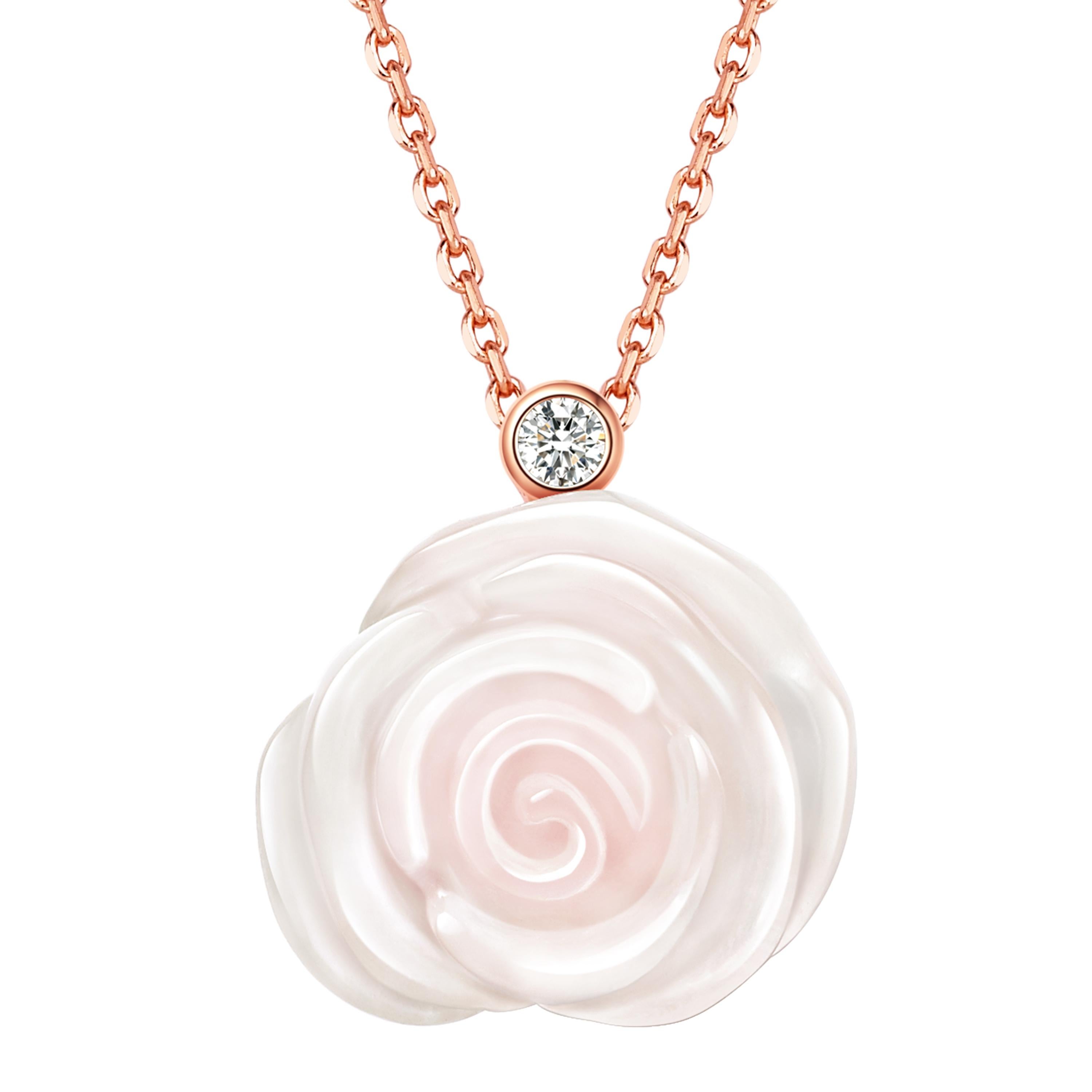 Fei Liu Chalcedony Rose Necklace and Earrings Set in Rose Gold Plated Silver 1