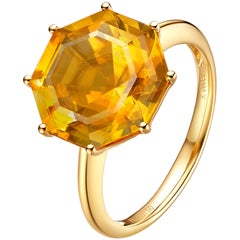 Fei Liu Citrine 18 Karat Yellow Gold Cocktail Ring