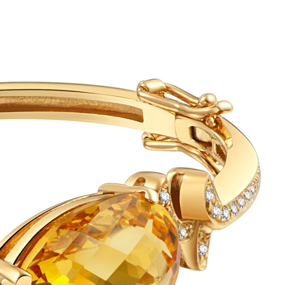 Contemporary Fei Liu Citrine and Cubic Zirconia Yellow Gold Plated 925 Silver Bangle Bracelet For Sale