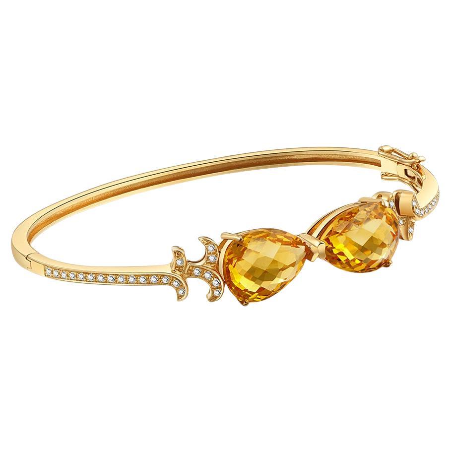 Fei Liu Citrine and Cubic Zirconia Yellow Gold Plated 925 Silver Bangle Bracelet