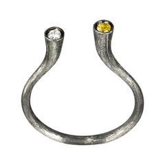 Fei Liu Citrine and Diamond 18 Karat Black Gold Stacking Ring