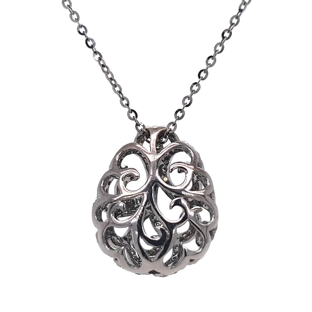 Contemporary Fei Liu Citrine and Diamond 18 Karat Gold Openwork Filigree Pendant Necklace For Sale