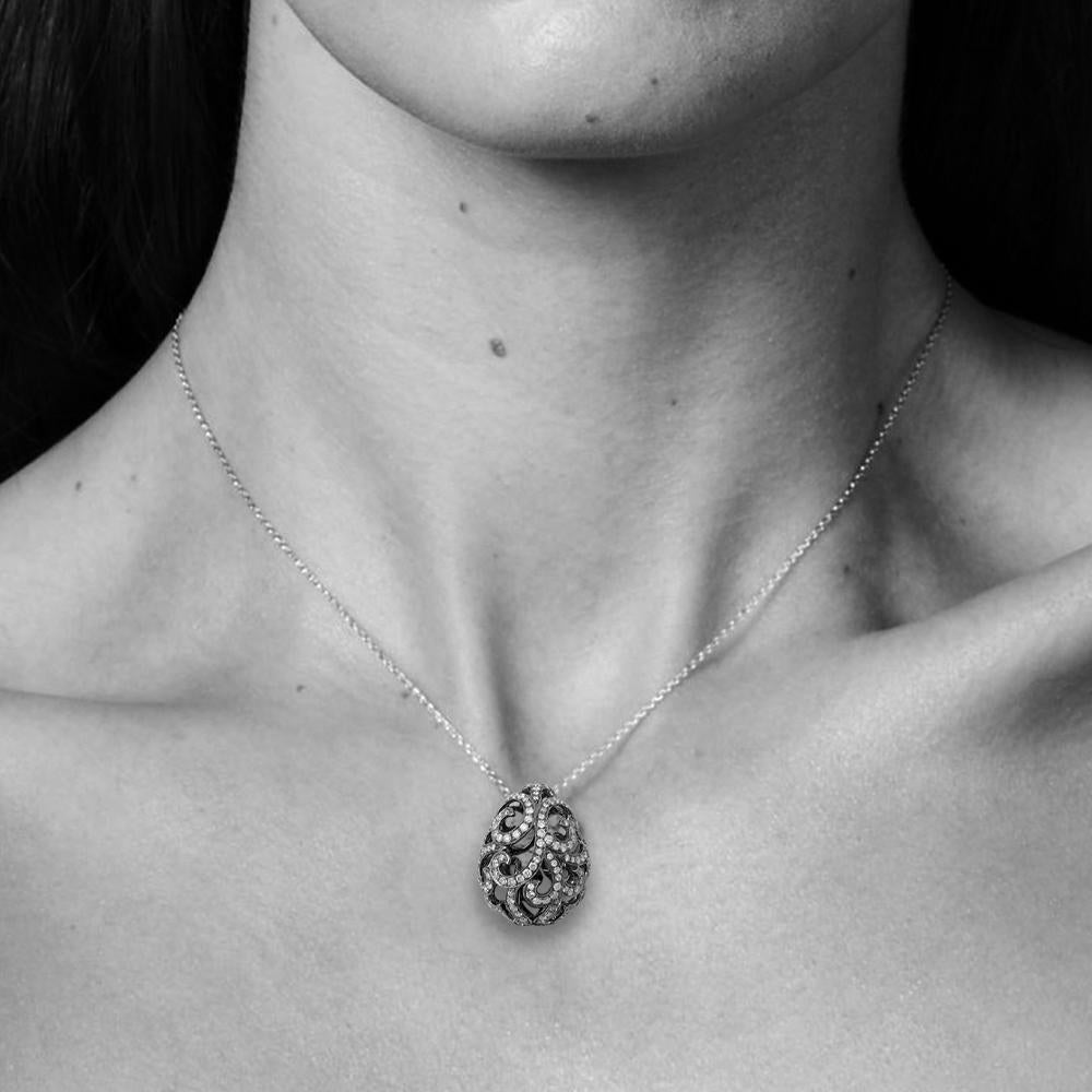Round Cut Fei Liu Citrine and Diamond 18 Karat Gold Openwork Filigree Pendant Necklace For Sale