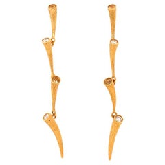 Fei Liu Citrine and Diamond 18 Karat Gold Textured Drop Earrings