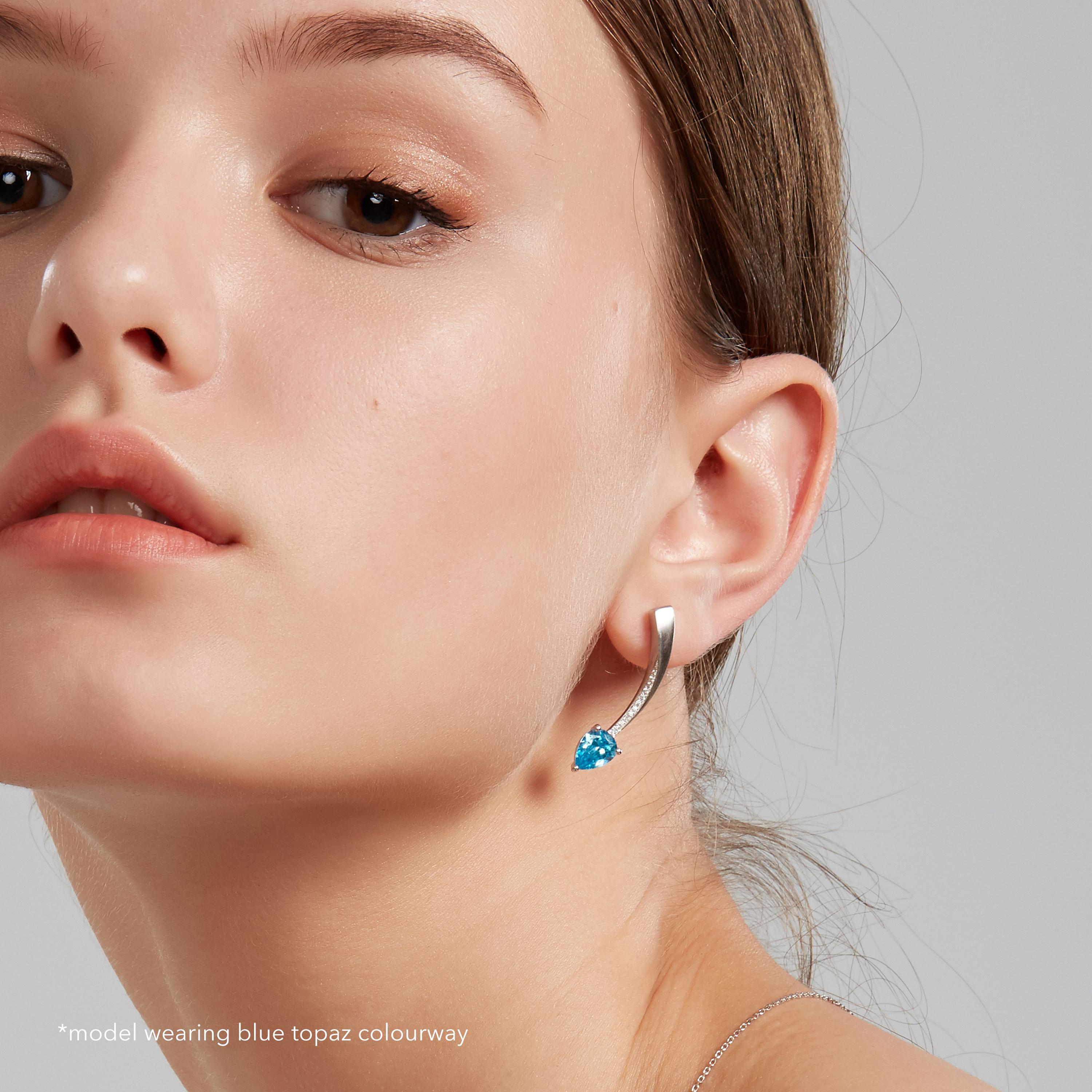 Pear Cut Fei Liu Citrine Cubic Zirconia Sterling Silver Two-Piece Stud Drop Earrings