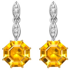 Fei Liu Citrine Diamond White Yellow Gold Drop Earrings Fei Liu Citrine Diamond White Yellow Gold Drop Earrings
