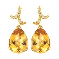 Fei Liu Citrine Diamonds Yellow Gold Earrings