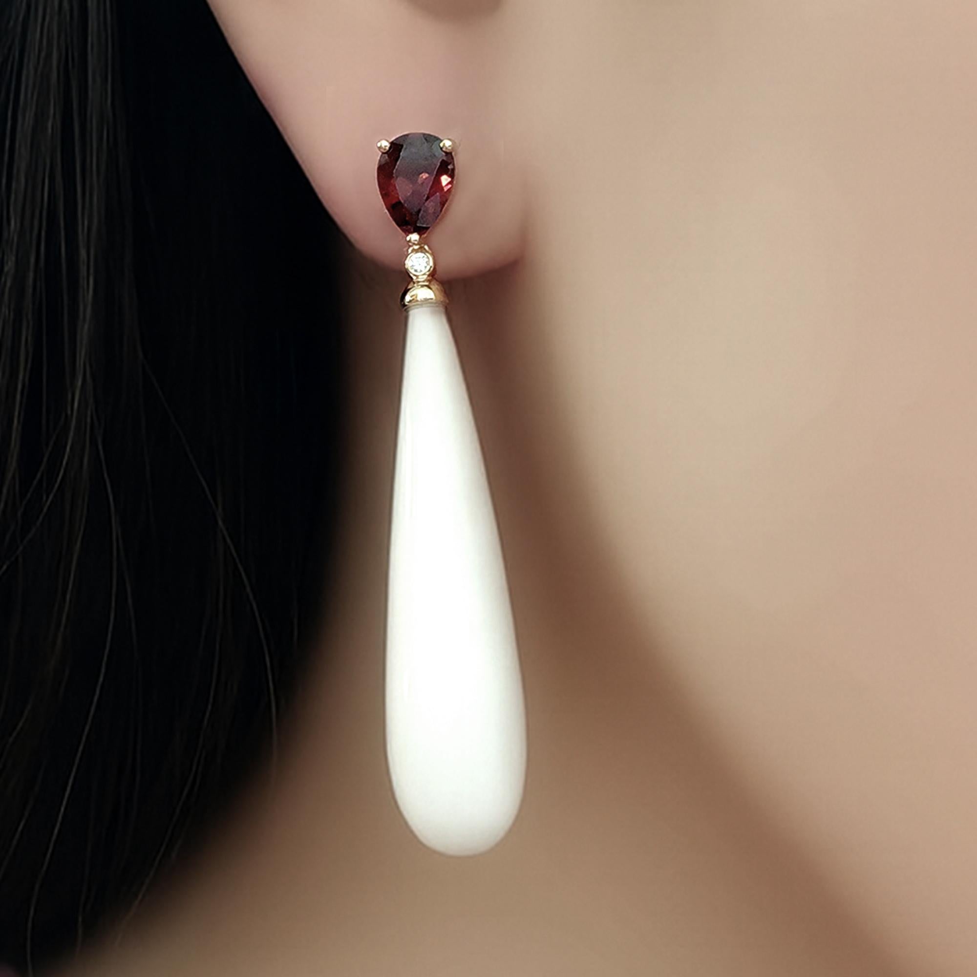 Contemporaneo Fei Liu - Orecchini a goccia in oro 14ct con citrino, granato, diamante e onice in vendita