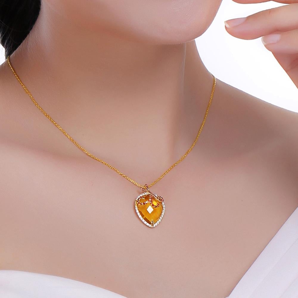 The silver Whispering collection redefines the sumptuous luxury provided by its fine jewellery counterpart, with its exotic shapes derived from the decadent orchid flower. Whispering stud pendant featuring a central citrine, twirls of white and