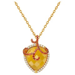 Fei Liu Citrine Gem-Set Gold Plated Sterling Silver Pendant Necklace