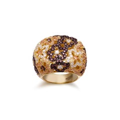 Fei Liu Coloured Cubic Zirconia Yellow Gold Plated Sterling Silver Dome Ring