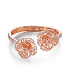 Fei Liu Cubic Zirconia 18 Karat Rose Gold Plated Sterling Silver Bangle Bracelet