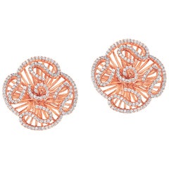 Clous d'oreilles Fei Liu Cubic Zirconia en argent sterling plaqué or rose 18 carats