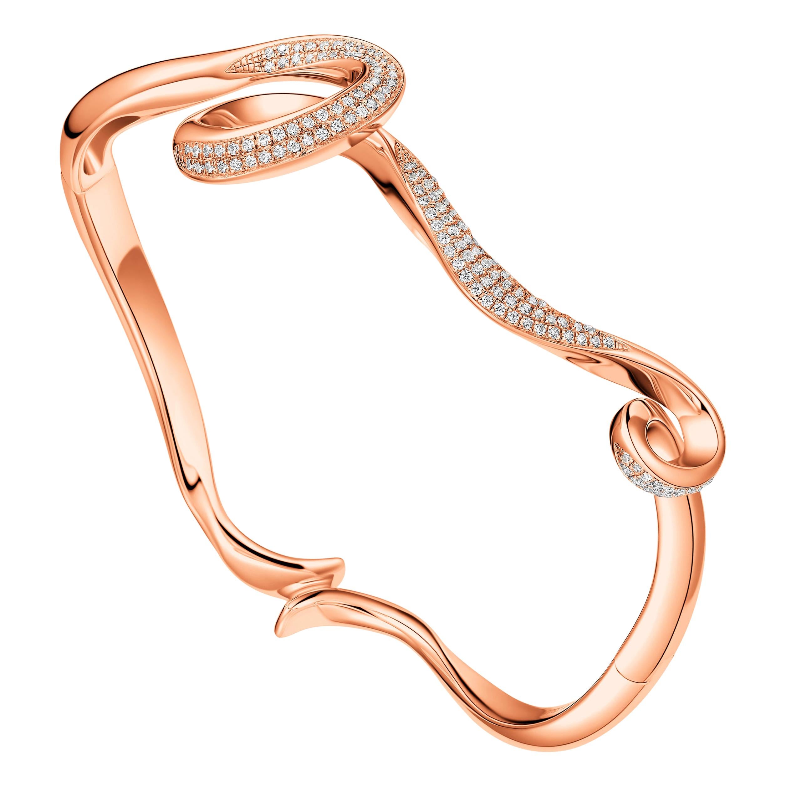 Fei Liu Cubic Zirconia 18ct Rose Gold Plated Sterling Silver Bangle Bracelet