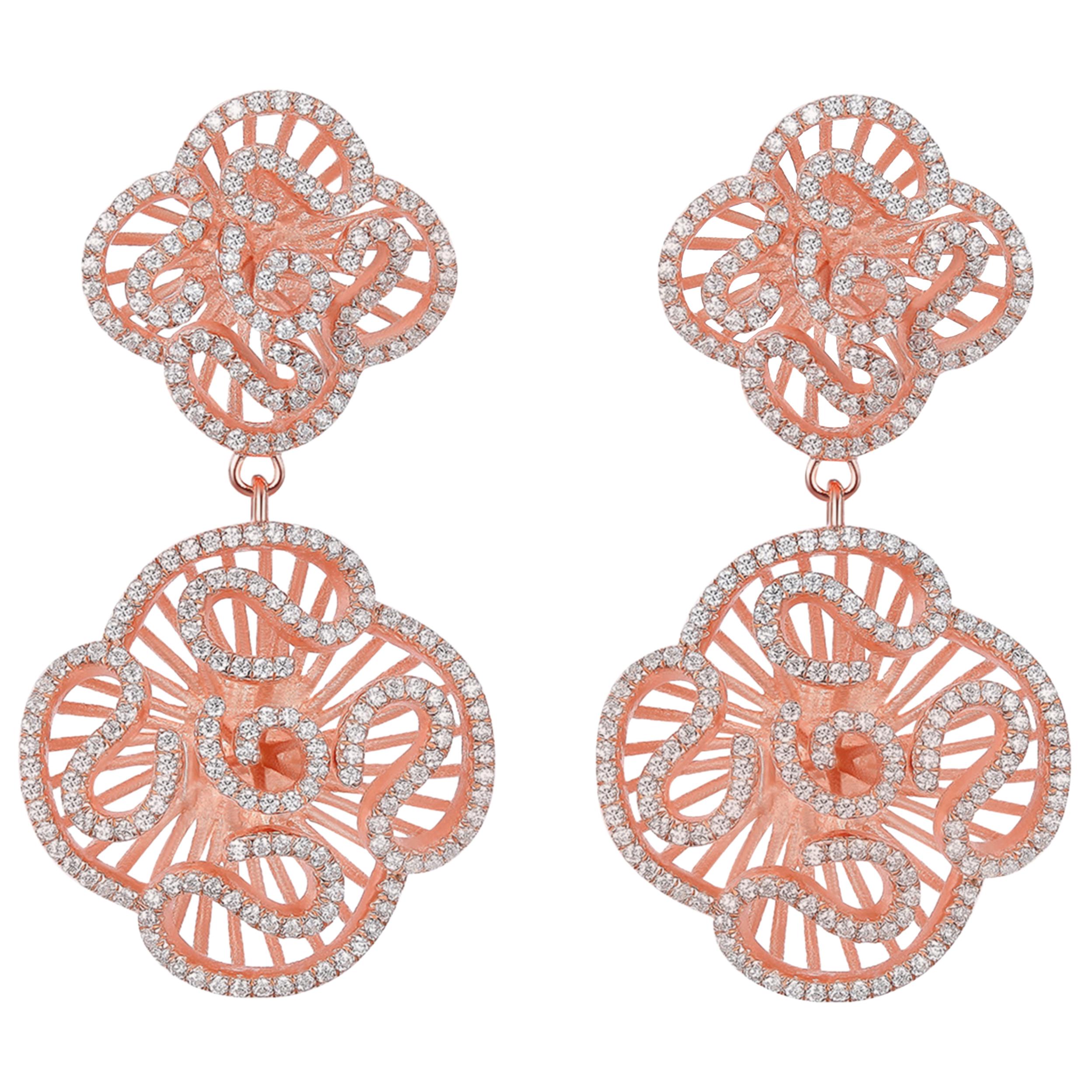 Fei Liu Cubic Zirconia 18ct Rose Gold Plated Sterling Silver Drop Earrings