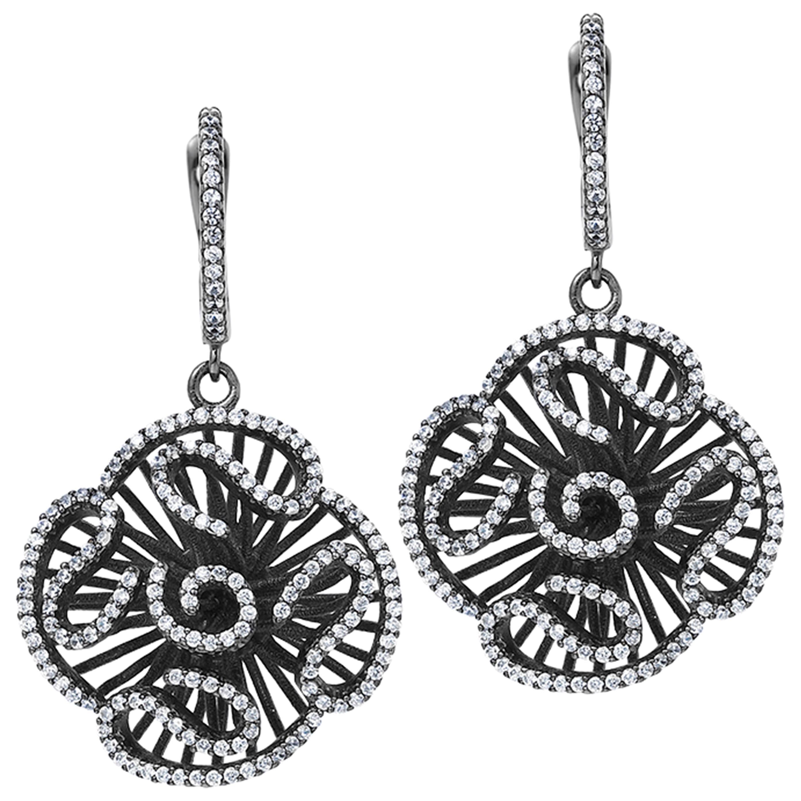 Decó 18ct Rhodium Plated Cubic Zirconia Drop Earrings Wedding-Gift-Jewellery 