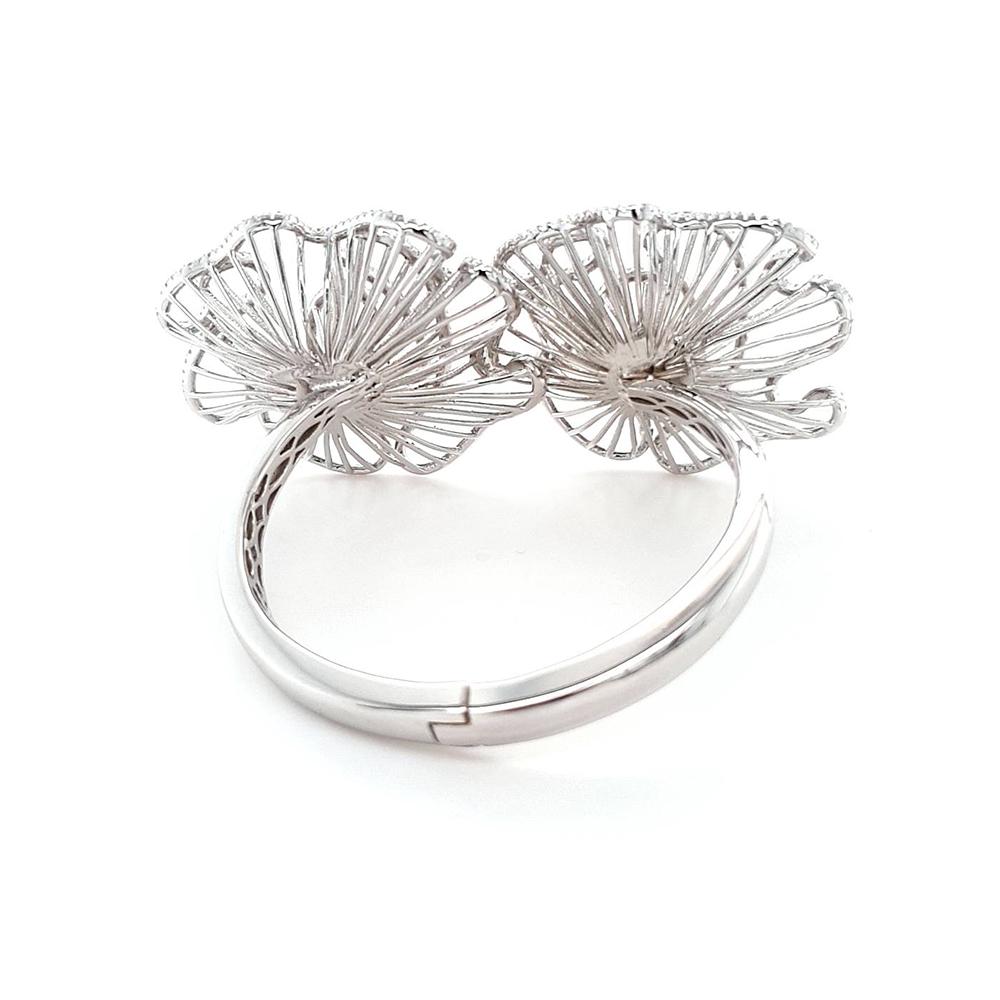 Contemporaneo Fei Liu Bracciale con motivo grande in argento 925 placcato in rodio con zirconi in vendita