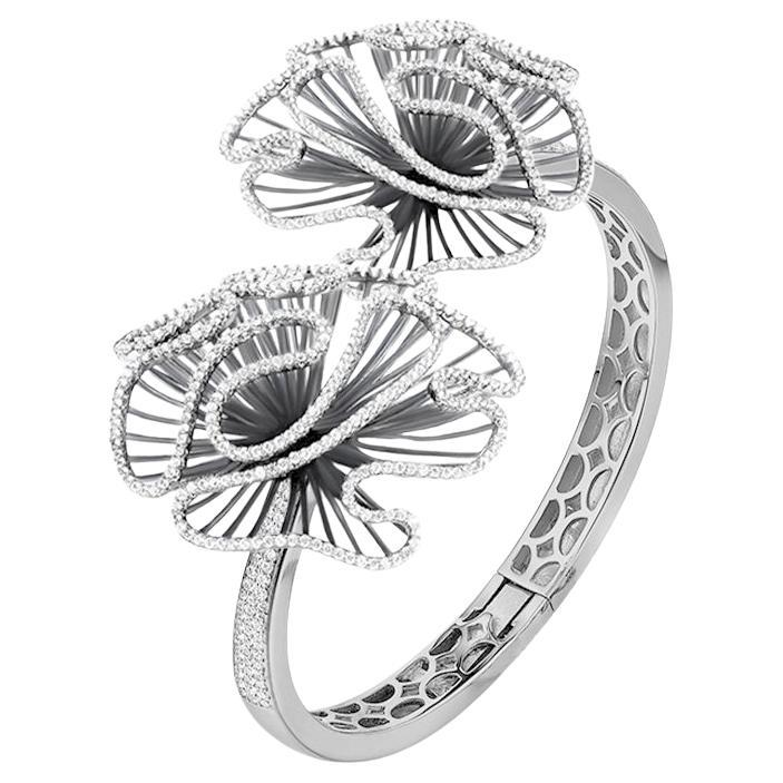 Fei Liu Bracciale con motivo grande in argento 925 placcato in rodio con zirconi in vendita