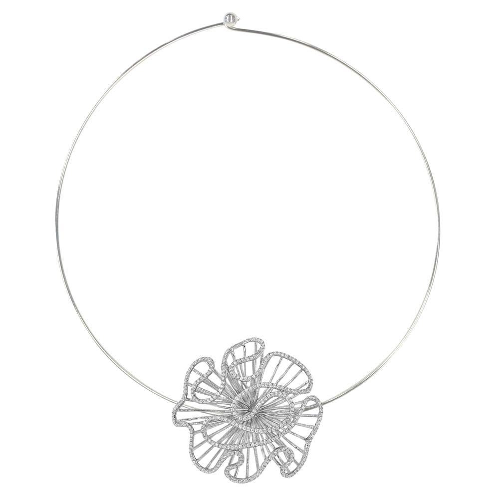 Fei Liu Cubic Zirconia Rhodium-Plated Sterling Silver Statement Collar Necklace