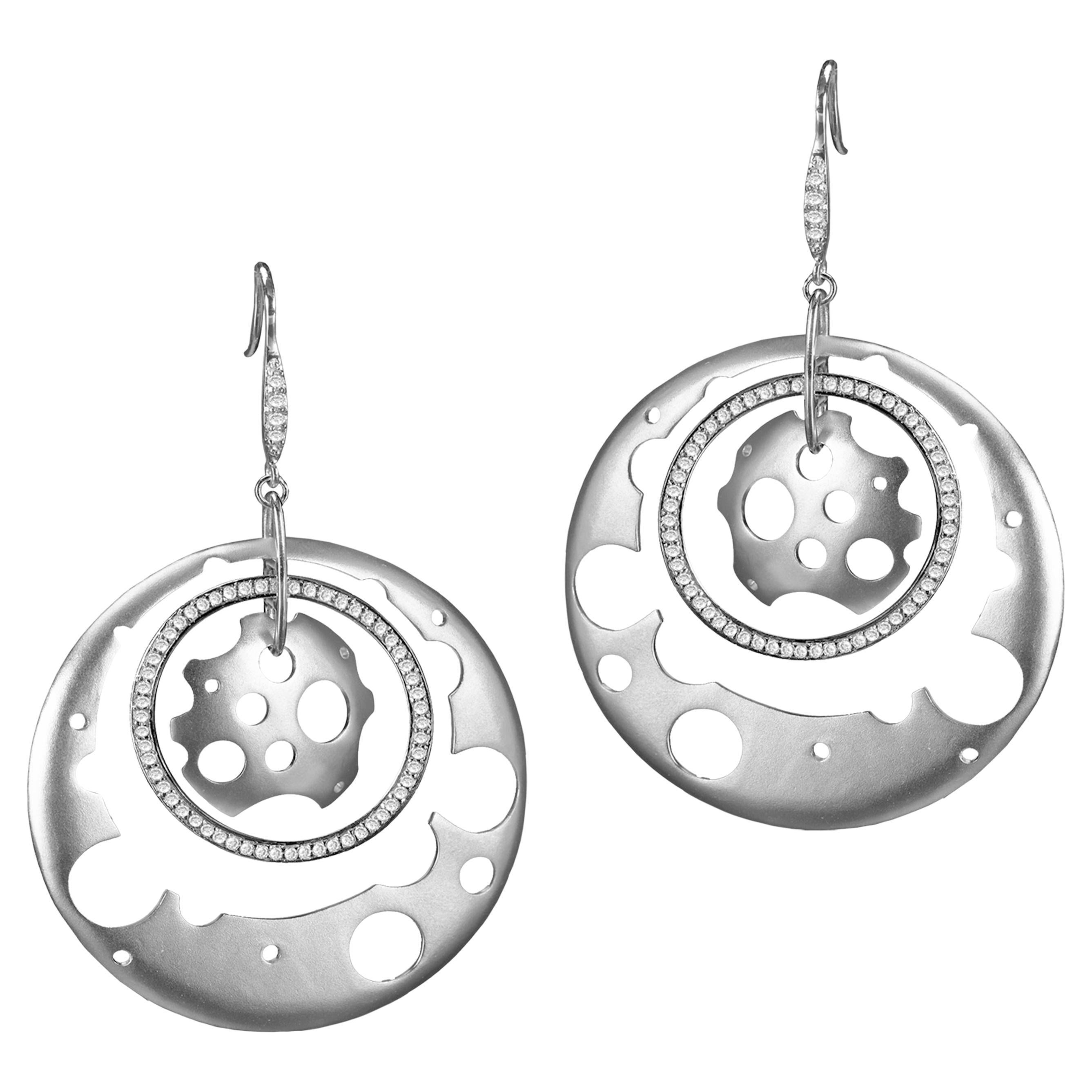 Fei Liu Cubic Zirconia Sterling Silver Statement Kinetic Drop Earrings