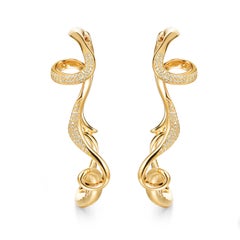 Fei Liu CZ 18 Karat Yellow Gold Plated Sterling Silver Endless Hoop Earrings