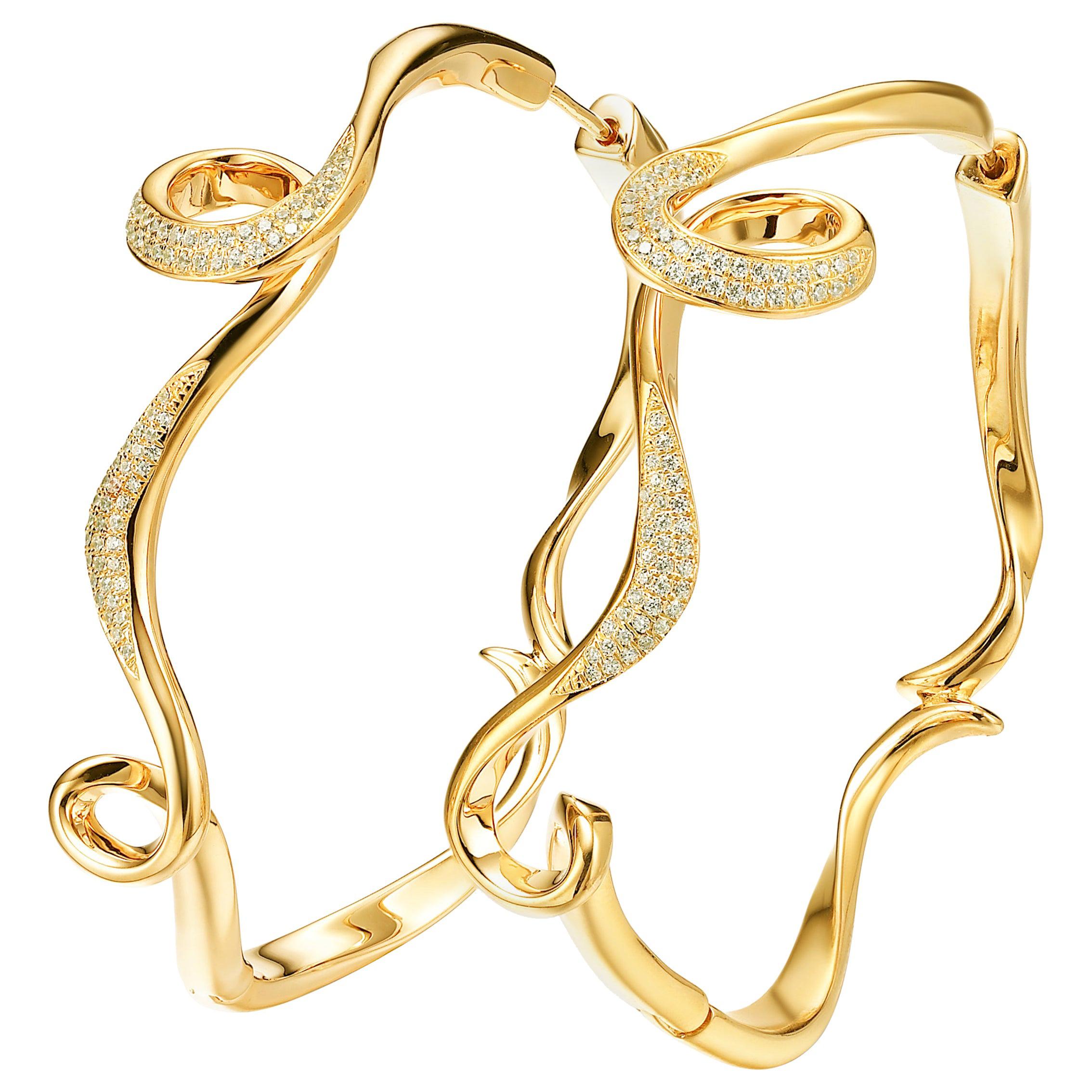 Fei Liu CZ 18 Karat Yellow Gold Plated Sterling Silver Endless Hoop Earrings