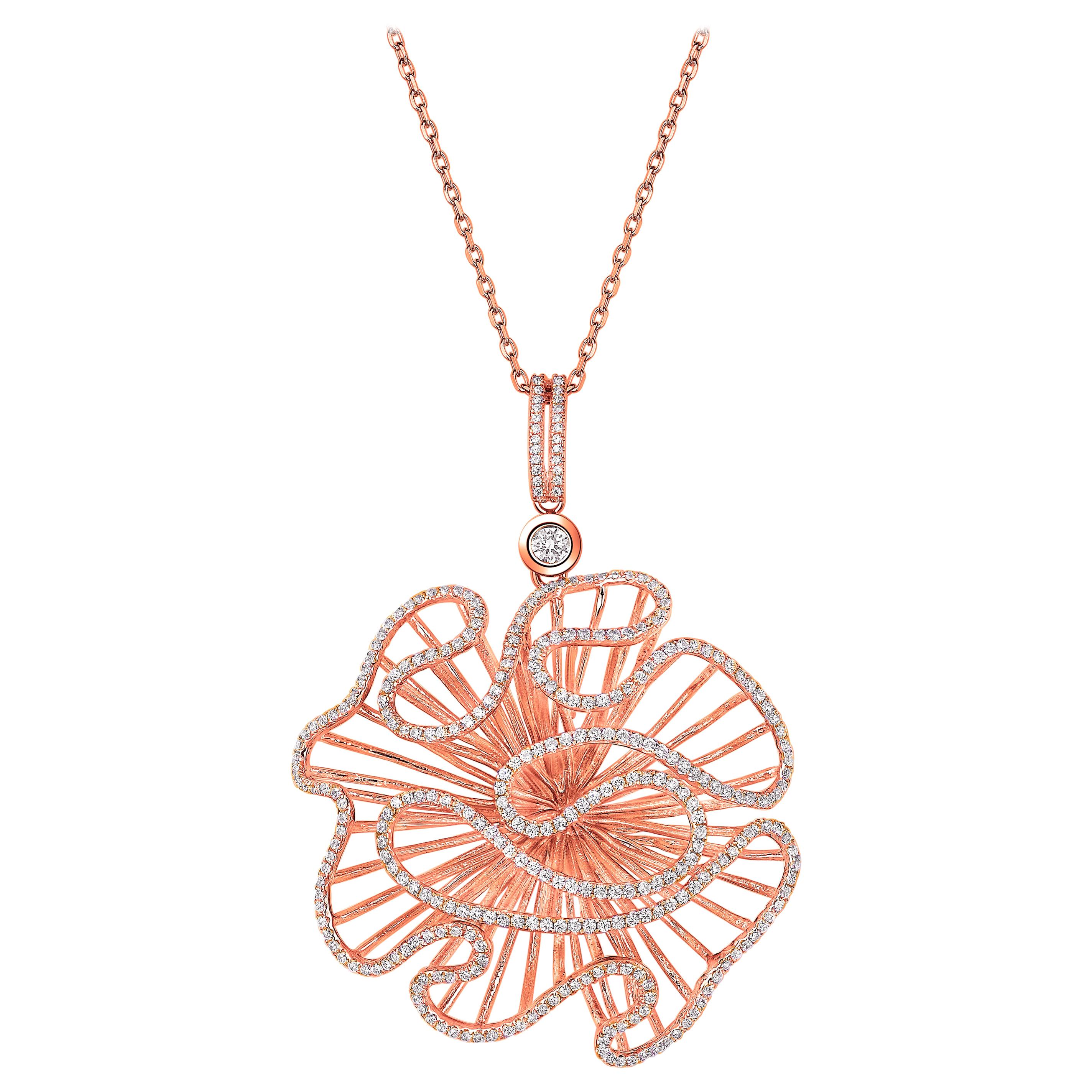 Fei Liu CZ Rose Gold Plated Sterling Silver Statement Pendant Necklace